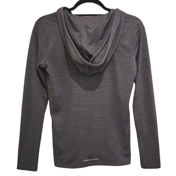 2/$18 Under Armour UA Heat Gear Lightweight Loose Hoodie Heathered Gray Sweater - Picture 2 of 5